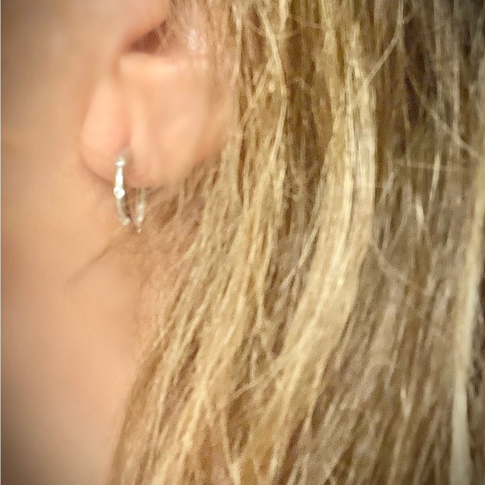 Solid White Gold Tiny Hoops - image 3